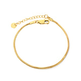 2.0mm/2.4mm Square Snake Bone Bracelet 18+3cm+6mm Round Tail Plaque Steel/Golden