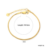 2.0mm/2.4mm Square Snake Bone Bracelet 18+3cm+6mm Round Tail Plaque Steel/Golden