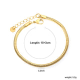 3.2mm Round Snake Bone Chain Bracelet 18+3cm+6mm Round Tail Plate Steel/Gold