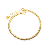 3.2mm Round Snake Bone Chain Bracelet 18+3cm+6mm Round Tail Plate Steel/Gold