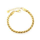 5mm Dan S Chain Bracelet 18+3cm+6mm Round Tail Tag Steel/Golden