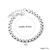 W 6mm*Thick 2.6mm Flattened Pearls Bracelet 18+3cm+6mm Round Tail Plate Steel / Gold