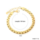 W 6mm*Thick 2.6mm Flattened Pearls Bracelet 18+3cm+6mm Round Tail Plate Steel / Gold