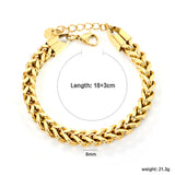 W 6mm Chain Bracelet 18+3cm+6mm Round End Tag Steel/Gold