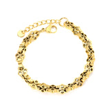 W8mm*Thick2.7mm Chain Bracelet18+3cm+6mm Round Tail Plaque Gold Color