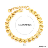 W8mm*Thick2.4mm Chain Bracelet18+3cm+6mm Round Tail Plaque Gold Color