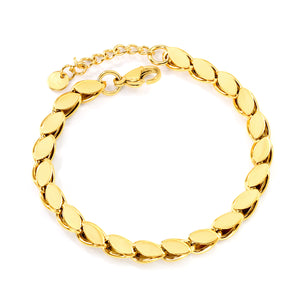 W6.3mm*Th4.2mm Chain Bracelet 18+3cm+6mm Round End Plaque Gold Color