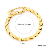 W6.3mm*Th4.2mm Chain Bracelet 18+3cm+6mm Round End Plaque Gold Color