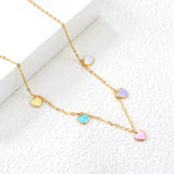 6.3*5.4mm Heart Mixed Color Oil Drops Accessories 04 Cross Chain*40+5cm+6mm Round Plaque Necklace Golden