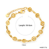 7.5mm Chain Bracelet 18+3cm+6mm Round Tail Plaque Gold Color