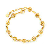 7.5mm Chain Bracelet 18+3cm+6mm Round Tail Plaque Gold Color