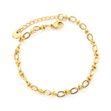 4.3mm Chain Bracelet 18+3cm+6mm Round Tail Plaque Gold Color