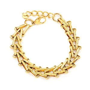 Line 1mm*Width 12.5mm Chain Bracelet 18+3cm+6mm Round Tail Plaque Gold Color