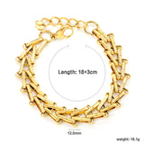 Line 1mm*Width 12.5mm Chain Bracelet 18+3cm+6mm Round Tail Plaque Gold Color