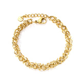 Wire 0.8mm*Width 7mm Chain Bracelet 18+3cm+6mm Round Tail Plaque Gold Color