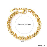 Wire 0.8mm*Width 7mm Chain Bracelet 18+3cm+6mm Round Tail Plaque Gold Color