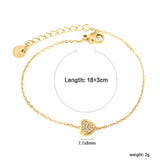 7.7*8mm Convex Heart CNC Zirconium 0.3 Cross Bracelet 18+3cm+6mm Round Tail Plaque Golden