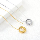 17*18mm Irregular Arc Pendant 1.1mm S Chain*40+5cm+6mm Round Tail Plate Necklace Steel/Golden