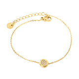 8.5mm Convex Round CNC Zirconium 0.3 Cross Bracelet 18+3cm+6mm Round Tail Plaque Gold Color