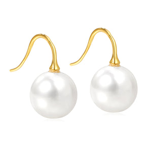 White Pearl Golden Earrings 14mm