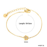 8.2mm Convex Five Petal Flower CNC Zirconium 0.3 Cross Bracelet 18+3cm+6mm Round Tail Plaque Golden