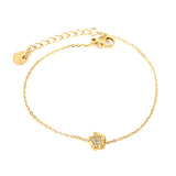 8.2mm Convex Five Petal Flower CNC Zirconium 0.3 Cross Bracelet 18+3cm+6mm Round Tail Plaque Golden