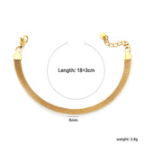 W6mm*Thick1mm Flat Mesh Bracelet18+3cm+6mm Round Tail Plaque Steel/Golden