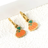 1.6x8mm I.D. Circle with 9.8*9.5mm Orange Pumpkin Stud Earrings