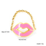 16.3*10.7mm Lips with red/pink oil drip soft ring gold color