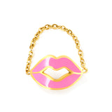 16.3*10.7mm Lips with red/pink oil drip soft ring gold color