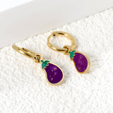 1.6x8mm I.D. Circle with 6.6*11mm Purple Eggplant Earrings