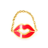 16.3*10.7mm Lips with red/pink oil drip soft ring gold color