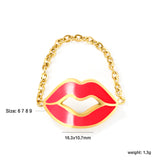 16.3*10.7mm Lips with red/pink oil drip soft ring gold color