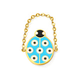 13*18mm Oval Beetle with Blue Drip soft ring Gold color