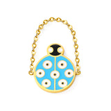 14*18mm Round Beetle with Blue Drip Soft Ring Gold