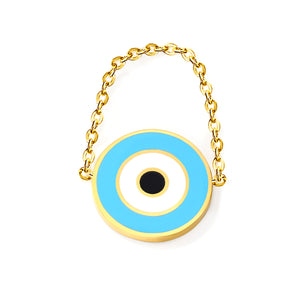 15mm Round Eye with Blue Drip Soft Ring Gold Color