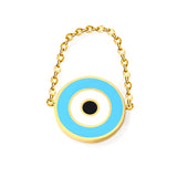 15mm Round Eye with Blue Drip Soft Ring Gold Color