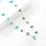 White turquoise/amethyst/pink stone/sky blue stone/turquoise/mixed color stone accessories 0.3 cross elongated chain *40+5cm+6mm round tail plate necklace gold color