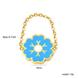 15mm Flower with Blue Drip Oil Soft Ring Gold Color