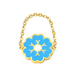 15mm Flower with Blue Drip Oil Soft Ring Gold Color