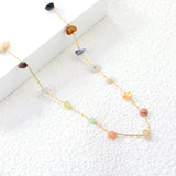 White turquoise/amethyst/pink stone/sky blue stone/turquoise/mixed color stone accessories 0.3 cross elongated chain *40+5cm+6mm round tail plate necklace gold color