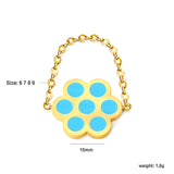 15mm Seven Round Flower with Blue Drip Soft Ring Gold