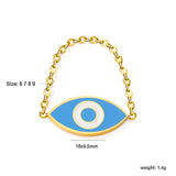 18*9.5mm Eye with Blue Drip Soft Ring Gold Color