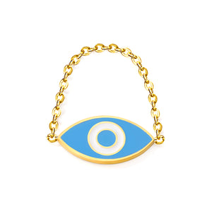 18*9.5mm Eye with Blue Drip Soft Ring Gold Color