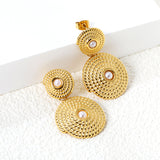 13.4mm Small Threaded Cap with White Pearl + 22mm Large Threaded Cap with White Pearl Stud Earrings