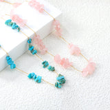 White/blue turquoise/purple/pink crystal/mixed color accessories 0.3 elongated chain *40+5cm+6mm round plate necklace gold color