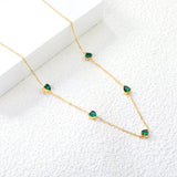 4.8mm Heart Emerald Zirconia Accessories 0.3 Cross Chain*40+5cm+6mm Round Plaque Necklace Gold