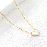 11.4*10.6mm Heart Shape Sticky White/Black/Red Acrylic Pendant 42+5cm+6mm Round Plaque Necklace Golden