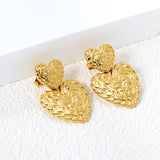 14mm Textured Small Heart + 22.2mm Textured Large Heart Stud Earrings