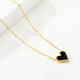 11.4*10.6mm Heart Shape Sticky White/Black/Red Acrylic Pendant 42+5cm+6mm Round Plaque Necklace Golden